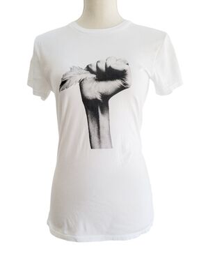 Nili Lotan Hope Lana Tee White Supima Cotton Graphic T-Shirt Size S